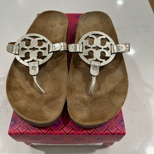 Tory Burch gold Miller cloud sandal with cork sole